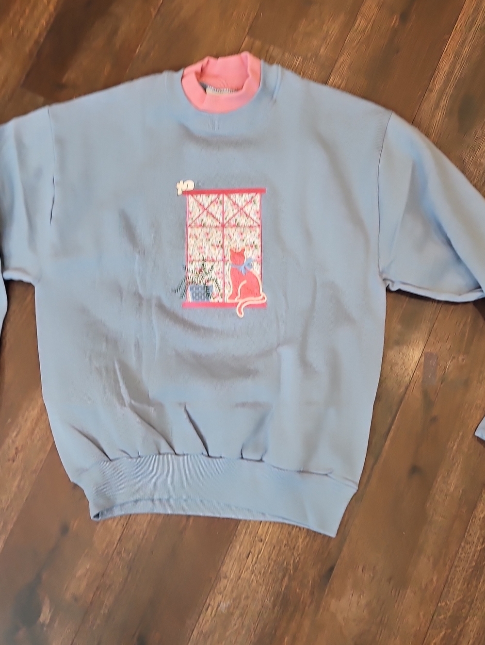 VINTAGE Coastal grandma Cat Patchwork Sweatshirt M
